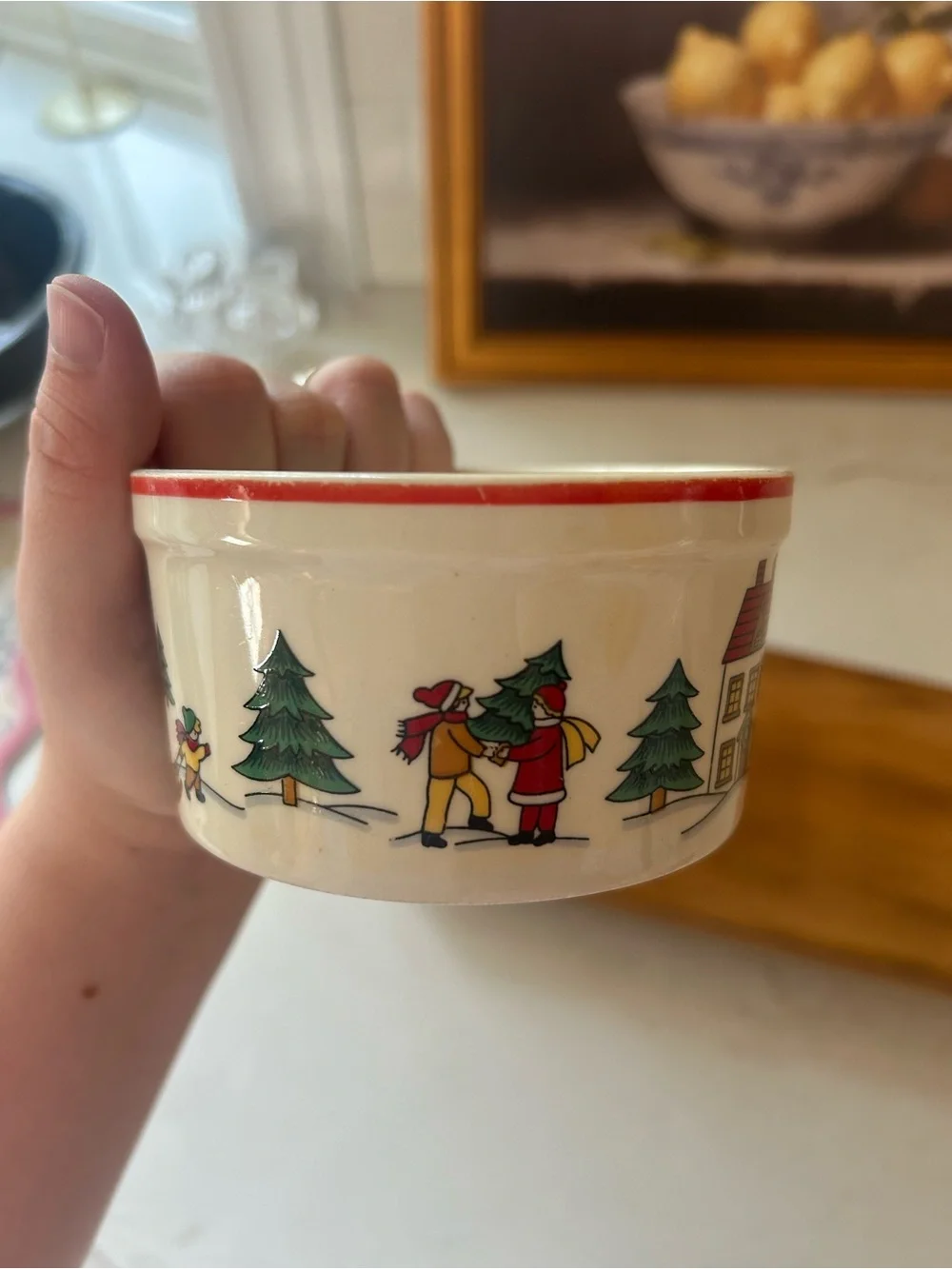 Vintage 1987 Jamestown China Joy of Christmas Ramekins Set of 2 Holiday Bowls